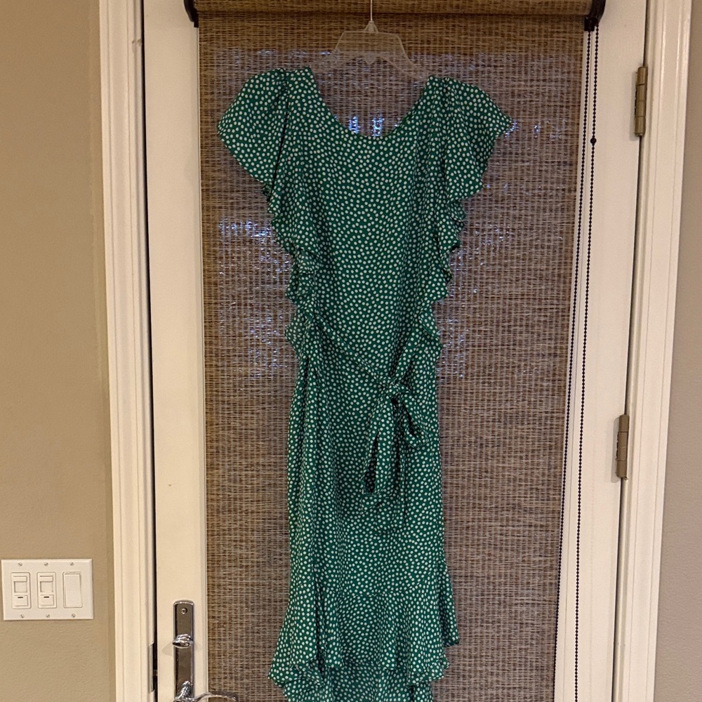 Max Studio Green Midi Dress with White Dots